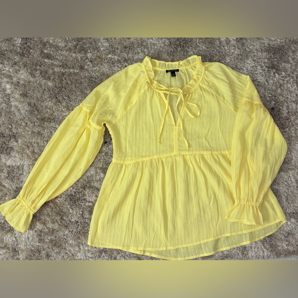 Versona Yellow Blouse with Ruffle Details